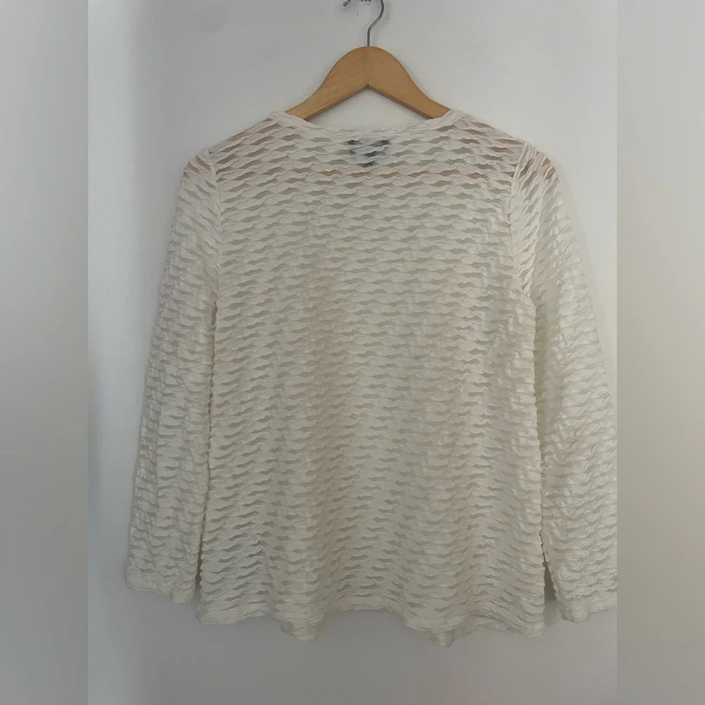 emporio armani JACQUARD JERSEY JUMPER WITH EMBOSSED PATTERN White Textured Top - Picture 5 of 8